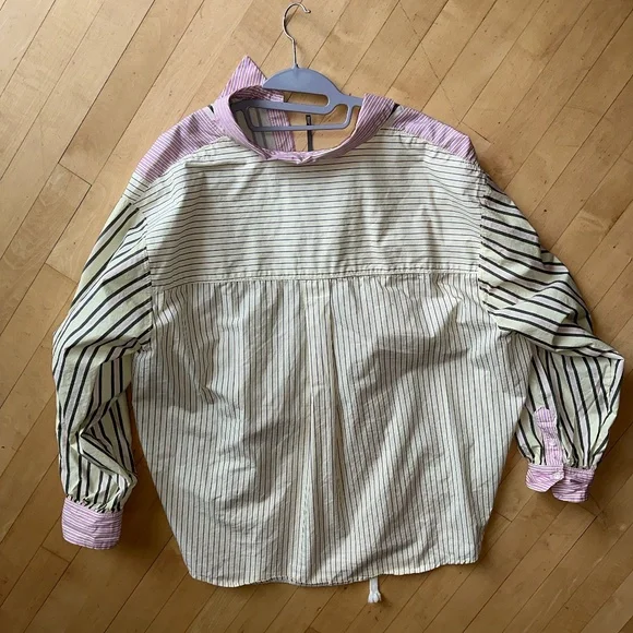 Anthropologie Drawstring hem striped blouse, XL, GP1504 - Picture 8 of 8